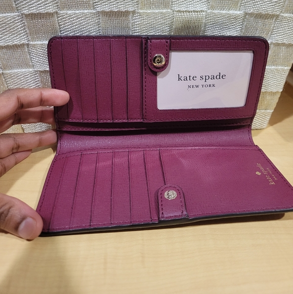 Kate Spade Slim Bifold Wallet Leather, 6.5” Wide, 3.5” Height, Leather - Picture 3 of 6